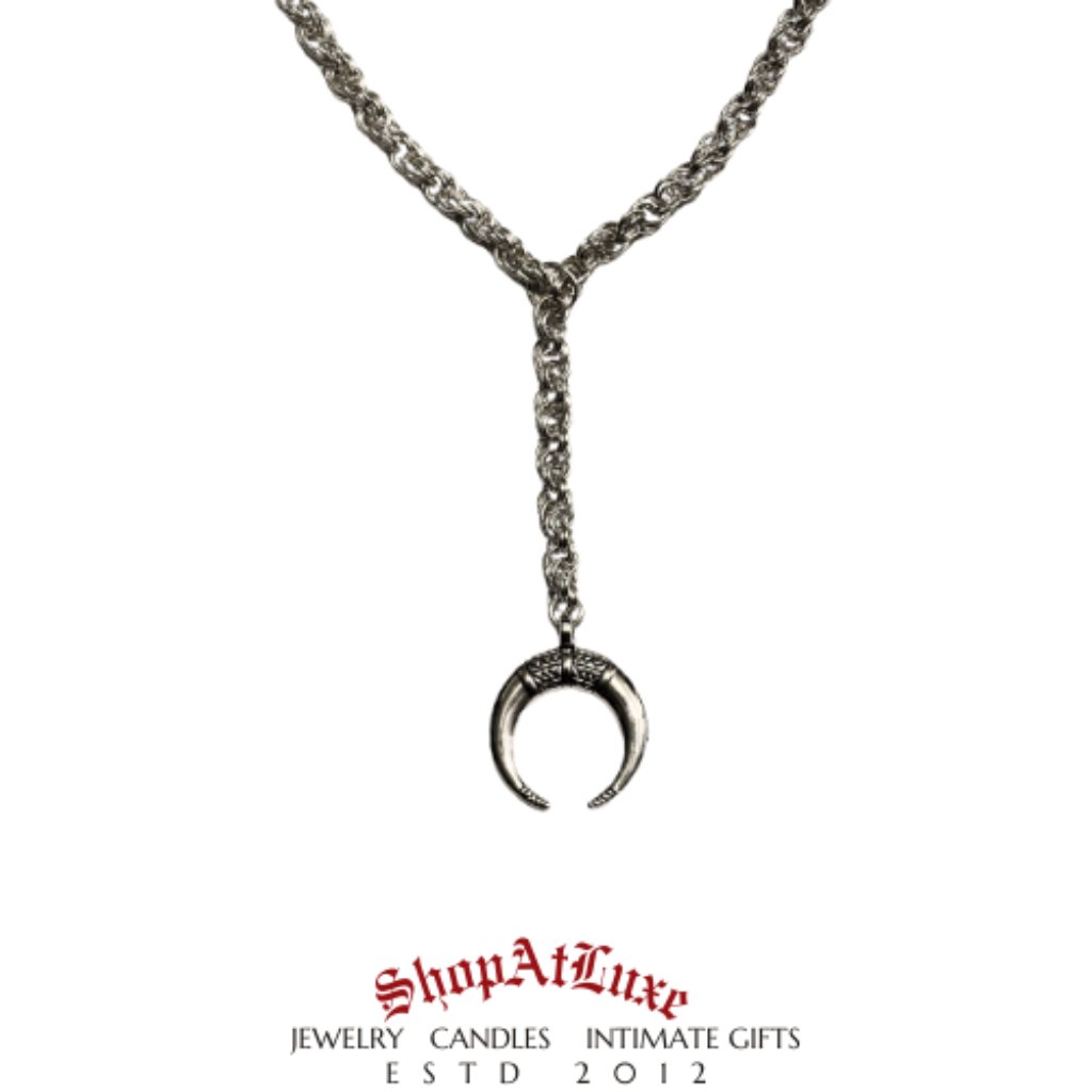 Viking Horn Moon Byzantine Chainmail Y Lariat Captive Necklace 65$